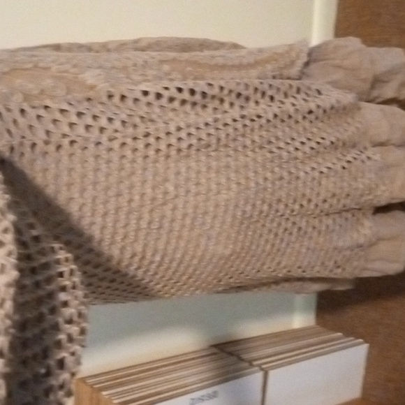 LOVE HAPPY DRESS MADE IN ITALY. INTRICATE LACE OVERLAY & OPEN NET ACCENTS LG.TAN - Picture 6 of 11